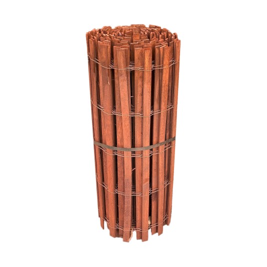 4' x 50' Roll Snow & Sand Barrier & Landscape Edging (Redwood Stained) (Wood Fence